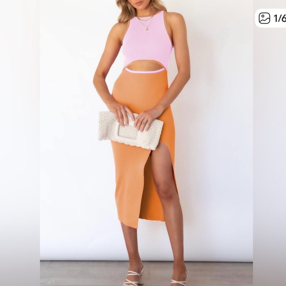 Elegant Orange Two-Toned Dress